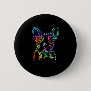 Bulldog-Typografie-Tie-Dye-Wortkunst Frenchie-Hund Button