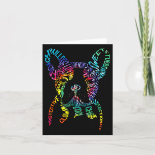 Bulldog-Typografie-Tie-Dye-Wortkunst Frenchie-Hund Karte