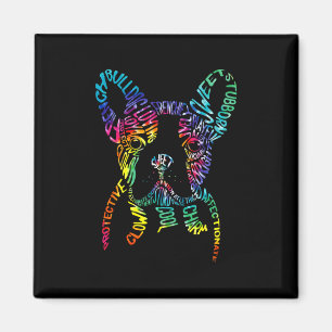 Bulldog-Typografie-Tie-Dye-Wortkunst Frenchie-Hund Magnet