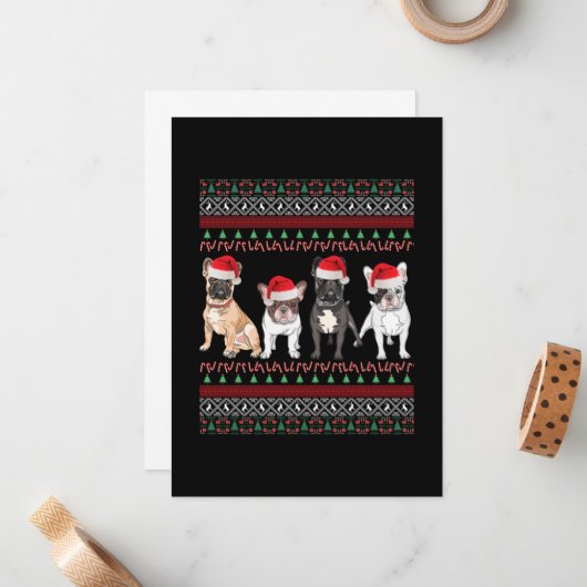 Bulldog Ugly Christmas Mitteilungskarte (Vorderseite/Rückseite Beispiel)