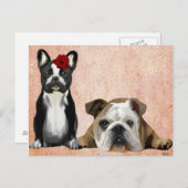 Bulldog und English Bulldog Postkarte (Vorne/Hinten)