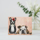 Bulldog und English Bulldog Postkarte (Stehend Vorderseite)