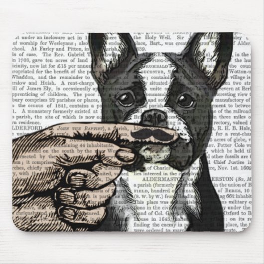 Bulldog und Finger Mustache Mousepad (Vorne)