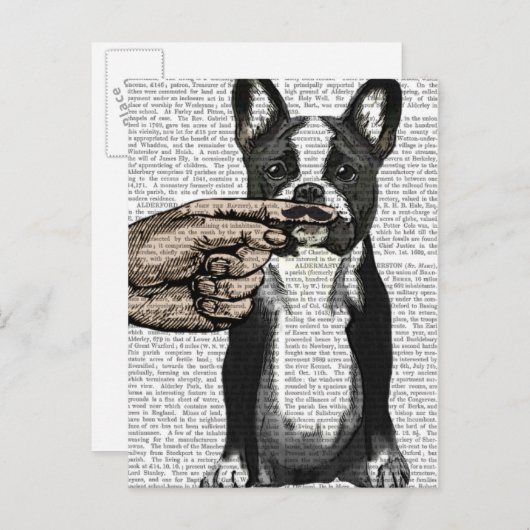 Bulldog und Finger Mustache Postkarte (Vorne/Hinten)