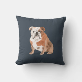 Bulldog und Hundeknochen Kissen