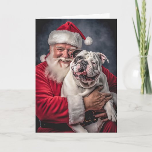 Bulldog und Santa #1 Feiertagskarte (Vorderseite)