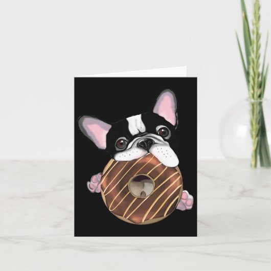 Bulldog und Schokolade Donut Karte (Vorderseite)