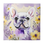 Bulldog und Wildblumen Fliese (Vorderseite)