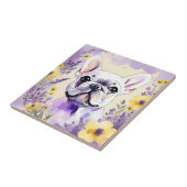Bulldog und Wildblumen Fliese (Seite)