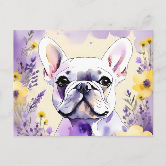 Bulldog und Wildblumen Postkarte (Vorderseite)