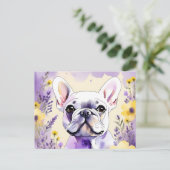 Bulldog und Wildblumen Postkarte (Stehend Vorderseite)