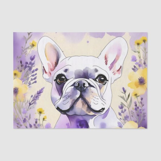 Bulldog und Wildblumen Seidenpapier (Vorderseite)