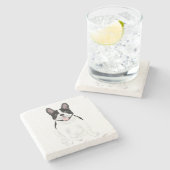 Bulldog-Untersetzer Steinuntersetzer (Seitenansicht)