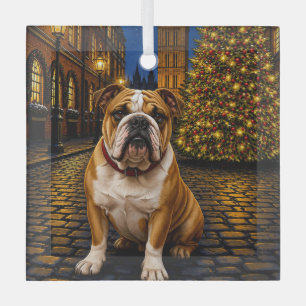 Bulldog Urlaub  Ornament Aus Glas