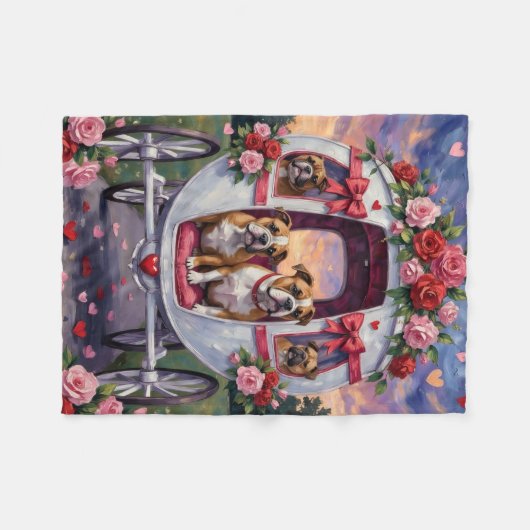 Bulldog Valentine's Day Fleecedecke (Vorderseite (Horizontal))