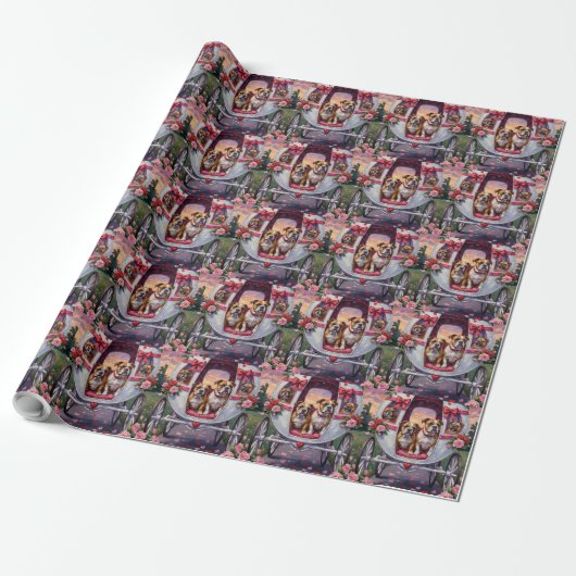 Bulldog Valentinstag Geschenkpapier (Ungerollt)