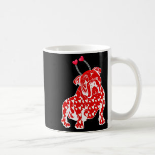 Bulldog Valentinstag Karo Herz Muster Hundekopf Kaffeetasse