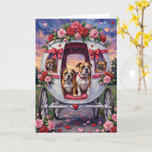 Bulldog Valentinstag Karte (Gelbe Blume)