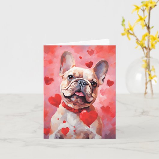 Bulldog-Valentinstag Karte (Gelbe Blume)