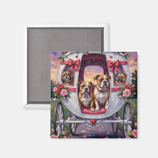 Bulldog Valentinstag Magnet (Vorderseite/Rückseite)