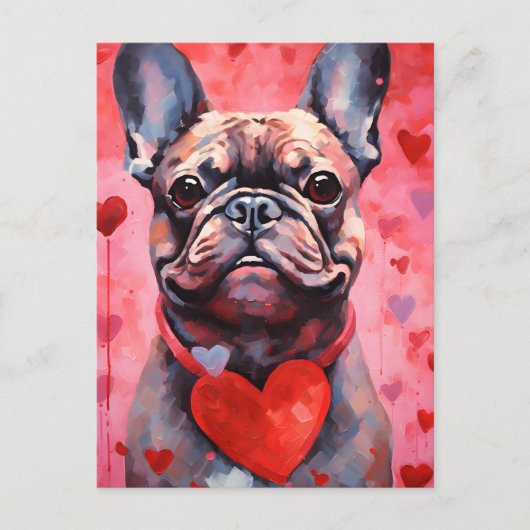 Bulldog-Valentinstag Postkarte (Vorderseite)