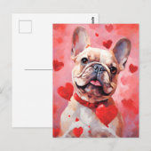 Bulldog-Valentinstag Postkarte (Vorne/Hinten)