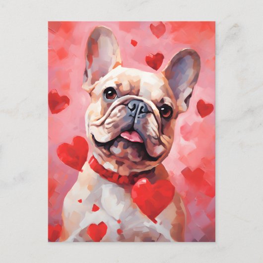 Bulldog-Valentinstag Postkarte (Vorderseite)