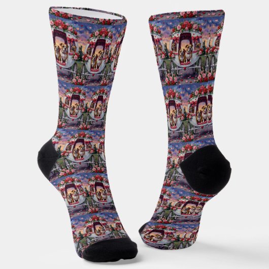 Bulldog Valentinstag Socken (Gewinkelt)