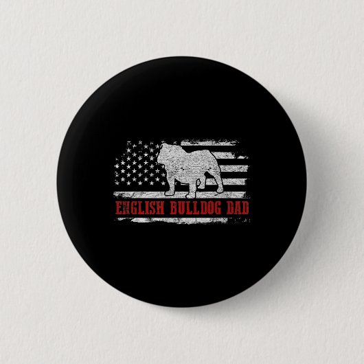 Bulldog-Vater beängstigend amerikanischer Flaggen Button (Vorderseite)