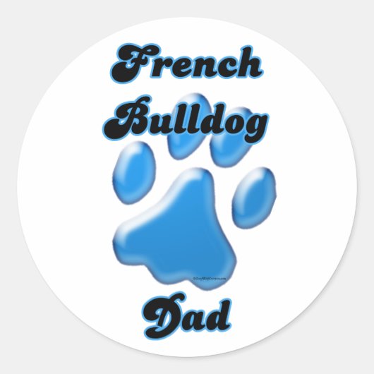 Bulldog-Vater Blue Pawprint - Aufkleber (Vorderseite)