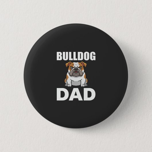 Bulldog-Vater Cartoon-Hundefreund Button (Vorderseite)