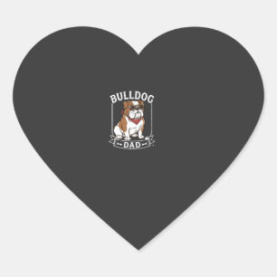 Bulldog-Vater-Hund-Sonnenbrille-Schal Herz-Aufkleber