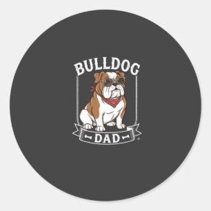 Bulldog-Vater-Hund-Sonnenbrille-Schal Runder Aufkleber