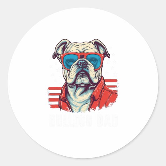 Bulldog-Vater Runder Aufkleber (Vorderseite)