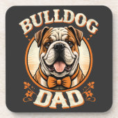 Bulldog-Vater – Süßer vintage Bulldog Vater-Tag Getränkeuntersetzer (Vorderseite)