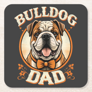 Bulldog-Vater – Süßer vintage Bulldog Vater-Tag Rechteckiger Pappuntersetzer