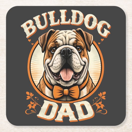 Bulldog-Vater – Süßer vintage Bulldog Vater-Tag Rechteckiger Pappuntersetzer (Vorderseite)
