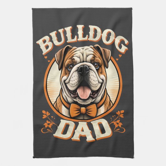 Bulldog-Vater – süßer vintage Bulldog-Vatertag Geschirrtuch (Vertikal)