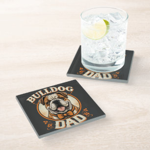 Bulldog-Vater – Süßer vintage Bulldog-Vatertag Glasuntersetzer