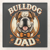 Bulldog-Vater – Süßer vintage Bulldog-Vatertag Glasuntersetzer (Vorderseite)