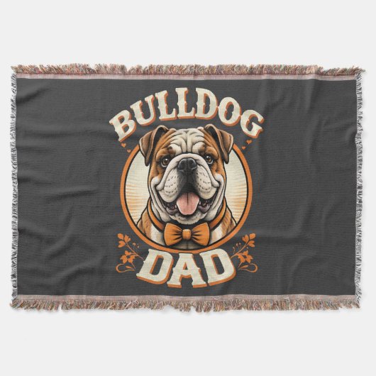 Bulldog-Vater – Süßer Vintage-Bulldogge zum Vatert Decke (Vorderseite)