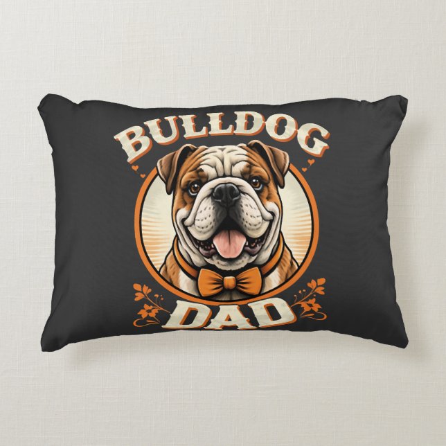 Bulldog-Vater – Süßer Vintage-Bulldogge zum Vatert Dekokissen (Vorderseite)