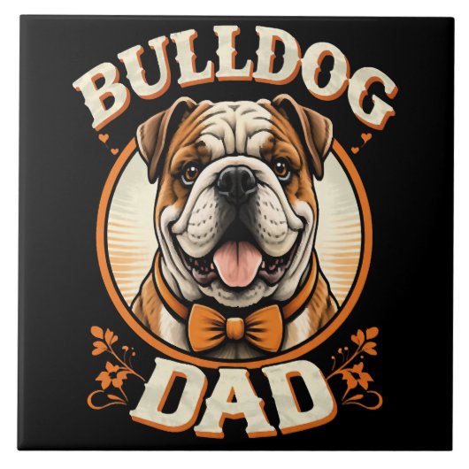 Bulldog-Vater – Süßer Vintage-Bulldogge zum Vatert Fliese (Vorderseite)