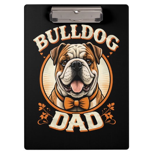 Bulldog-Vater – Süßer Vintage-Bulldogge zum Vatert Klemmbrett (Vorderseite)