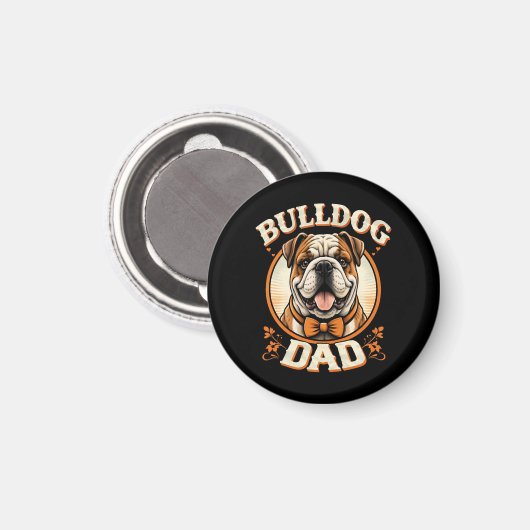 Bulldog-Vater – Süßer Vintage-Bulldogge zum Vatert Magnet (Vorderseite/Rückseite)