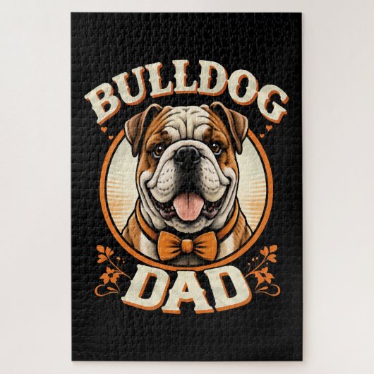 Bulldog-Vater – Süßer Vintage-Bulldogge zum Vatert Puzzle (Vertikal)