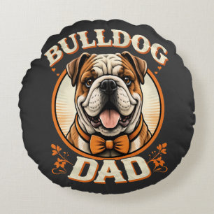 Bulldog-Vater – Süßer Vintage-Bulldogge zum Vatert Rundes Kissen
