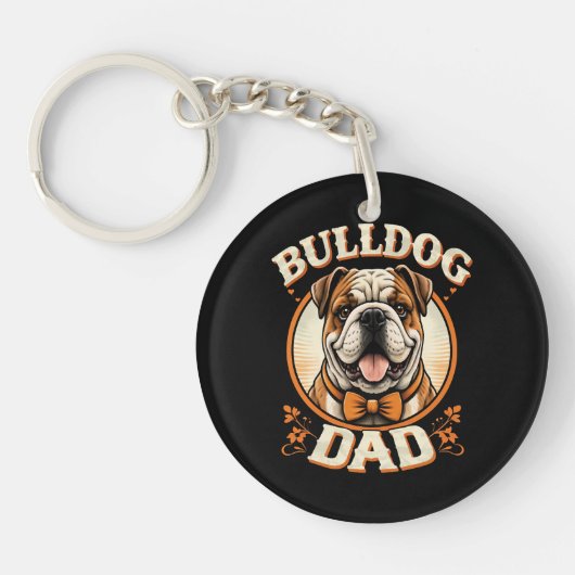 Bulldog-Vater – Süßer Vintage-Bulldogge zum Vatert Schlüsselanhänger (Vorderseite)