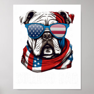Bulldog Vater USA Flagge 4. Juli Hunde Vater Poster