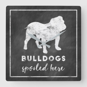 Bulldog Verwöhnt Hier Vintage-Schultafel Quadratische Wanduhr